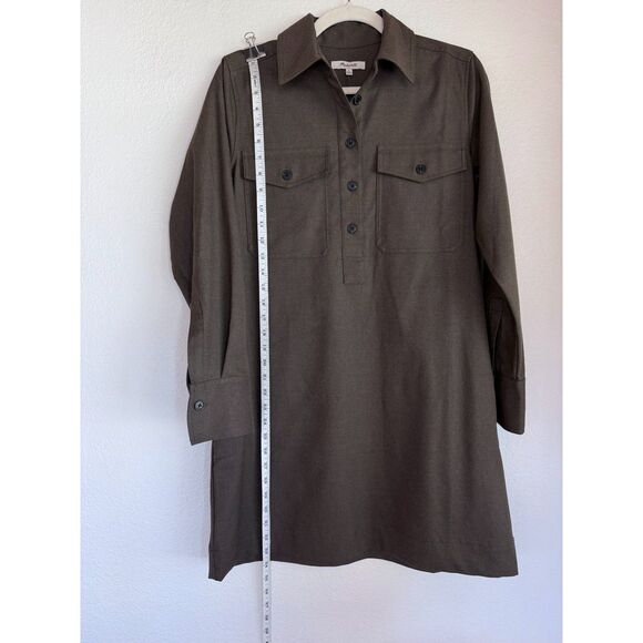 NWT Madewell Women's Button-Up Mini Shirtdress in Dark Olive Melange Size Small - Picture 13 of 15